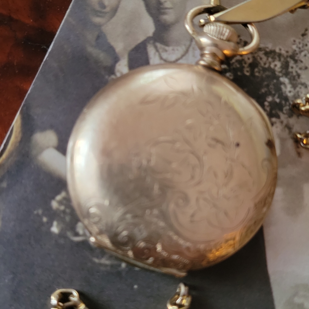 Relisted -Antique locket Myrtle MC 1901 gold watch case necklace Victorian - Picture 14 of 17